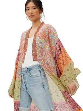 Bl^nk London Anthropologie Floral Kimono Duster Lightweight Woven One Size NWOT